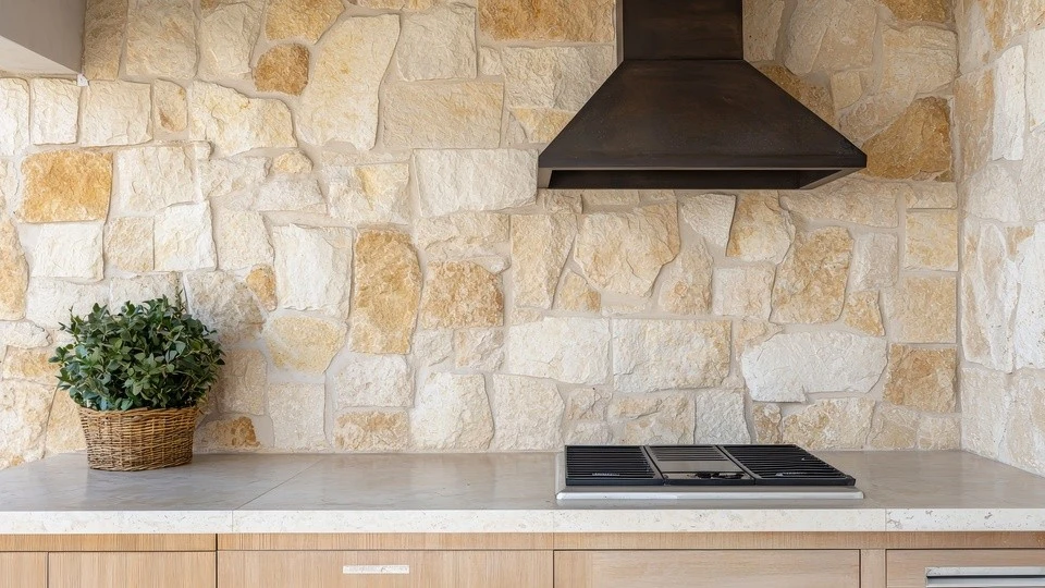 Outdoor kitchen with stone